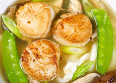 Japanese Scallop Soup with Snow Peas