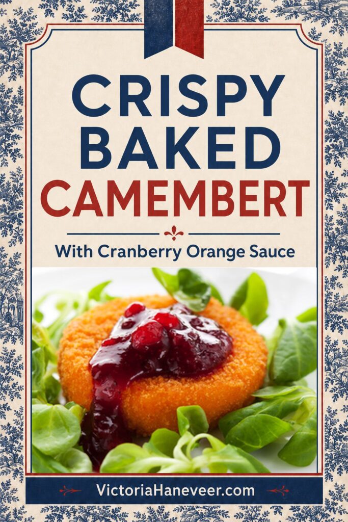 Crispy breaded Camembert cheese with orange cranberry sauce.