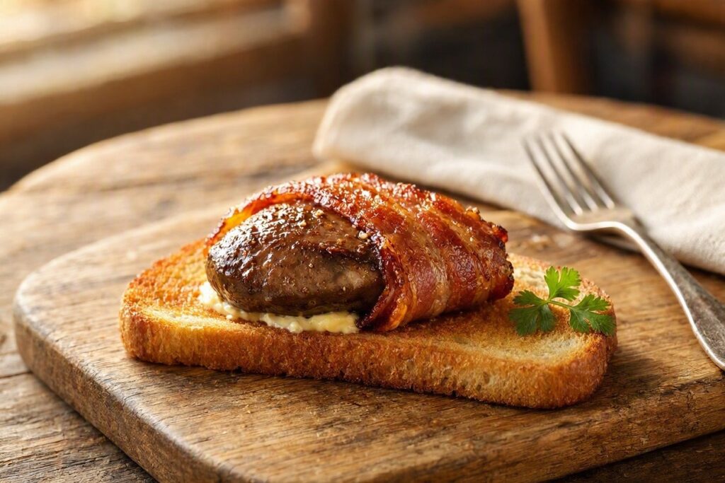 Devils on horseback on buttered toast,