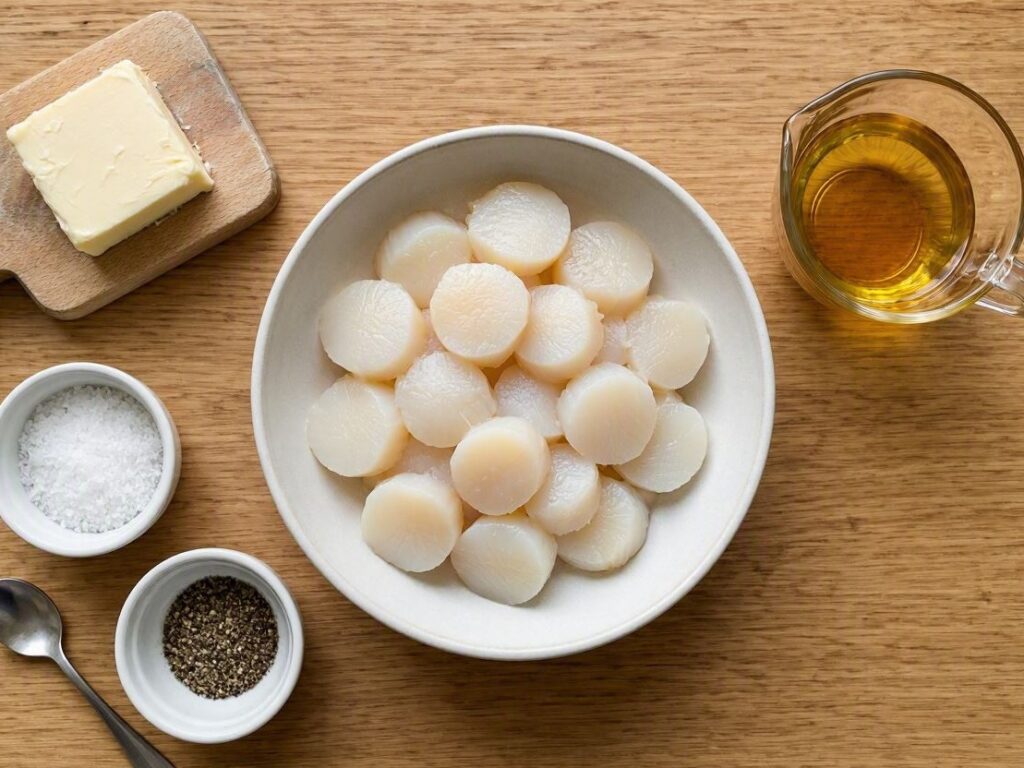 Pan fried scallops ingredients.