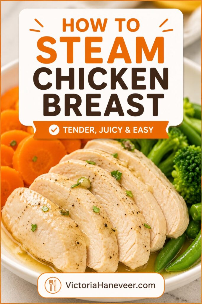 Steamed chicken breast with vegetables.