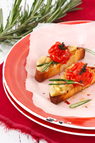 Bruschetta on a plate.