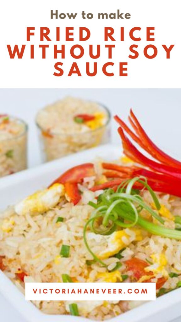 Egg fried rice without soy sauce on a plate ready to serve.