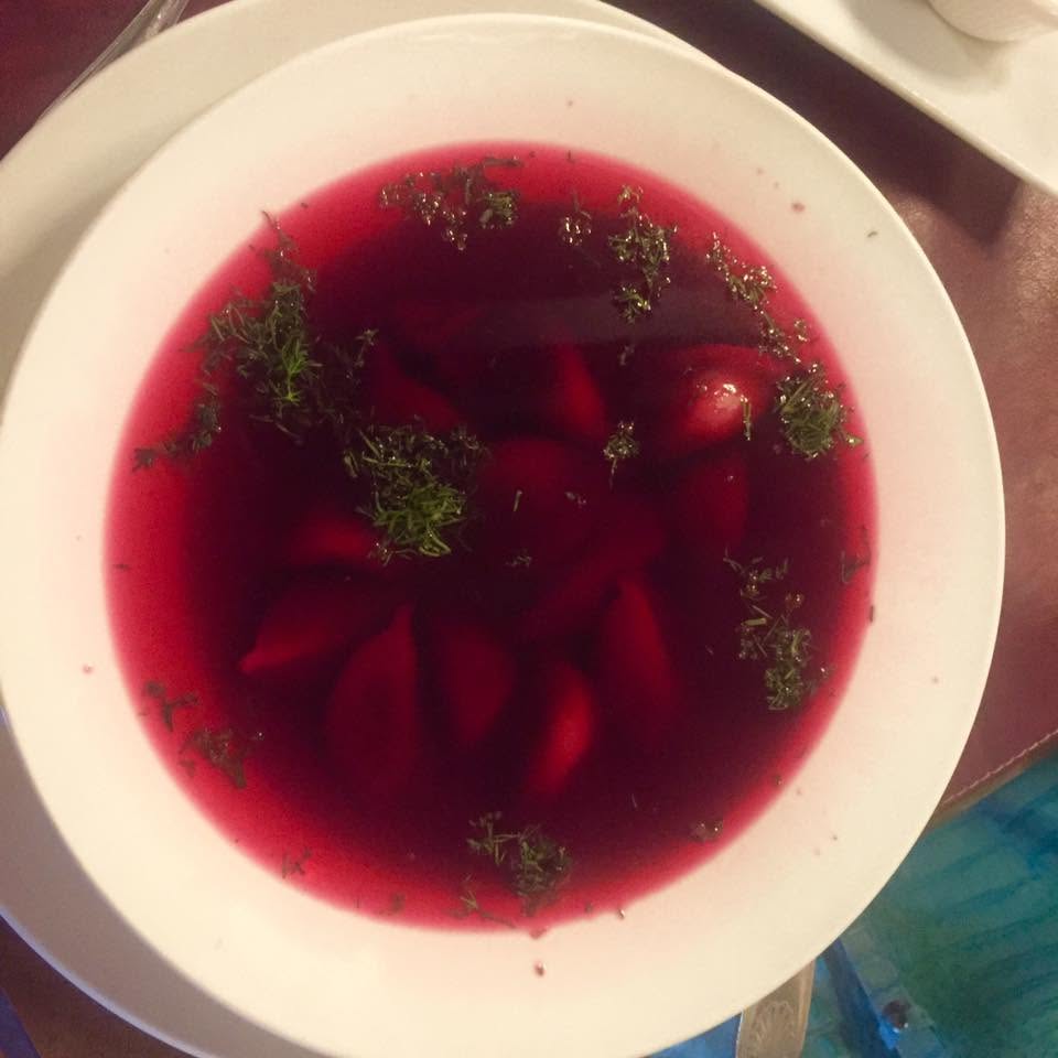 Polish-style borscht served at a restaurant in Houston