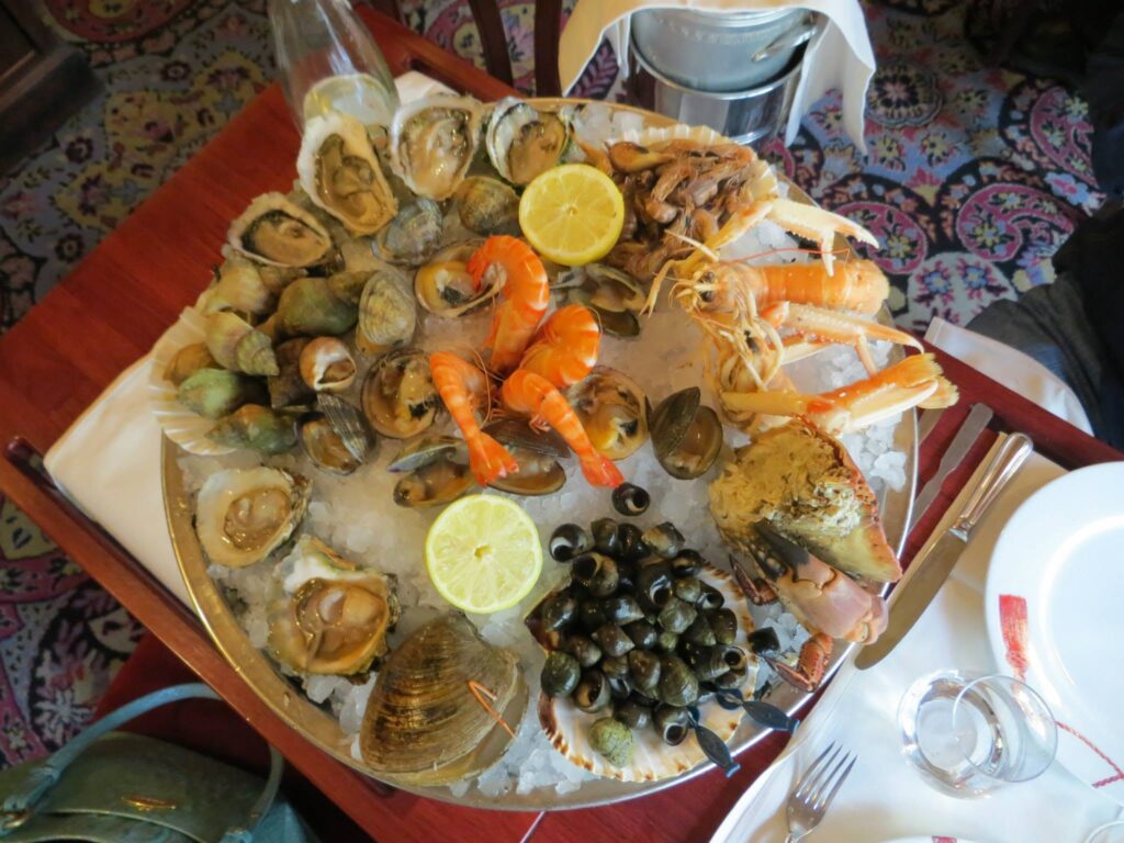 A fruits de mer platter served at a restaurant in California.