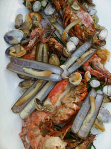 Attractive fruits de mer platter with lobster, razor clams and more