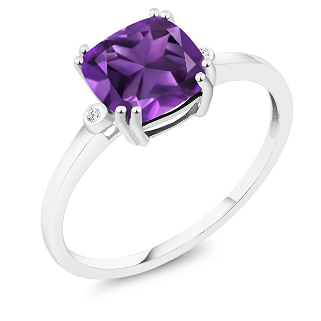 Simple White Gold Amethyst Ring