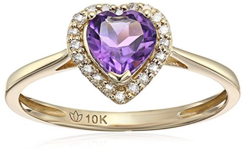 heart shaped amethyst engagement ring
