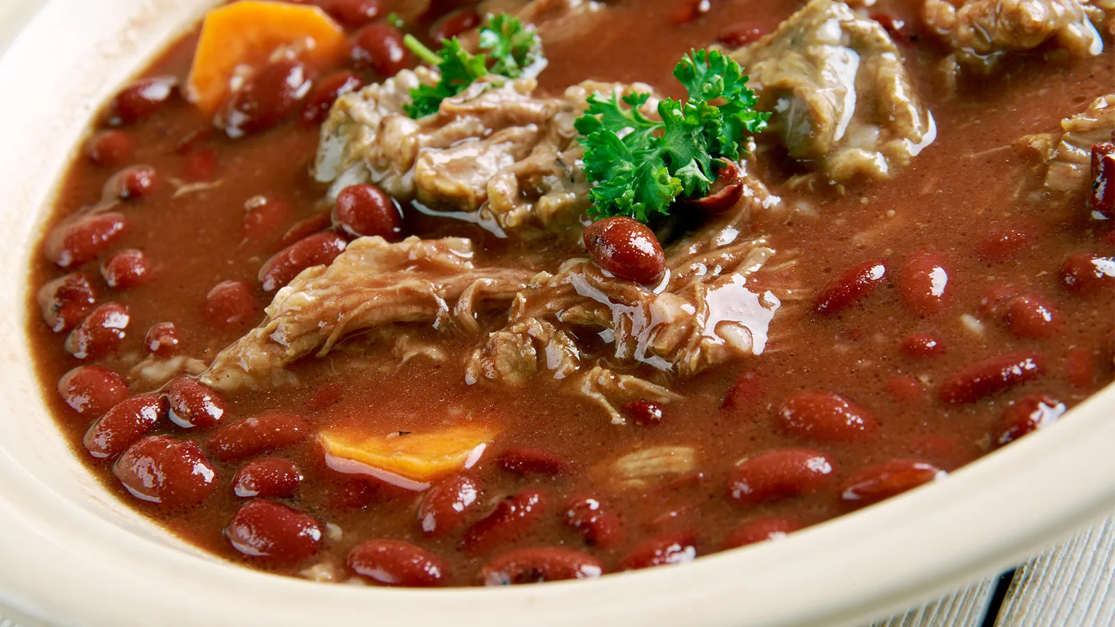 Brown Windsor soup with beef, lamb and carrots.