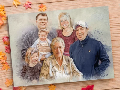 Photo painting of family