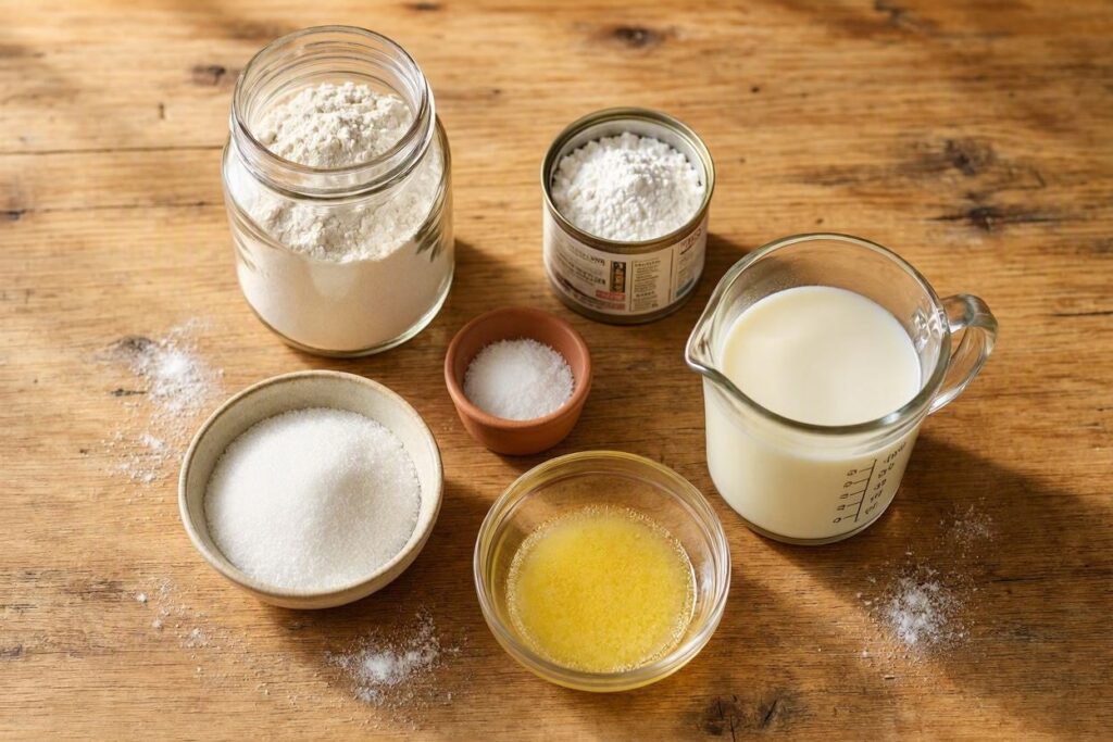 Ingredients for making butter swim biscuits.