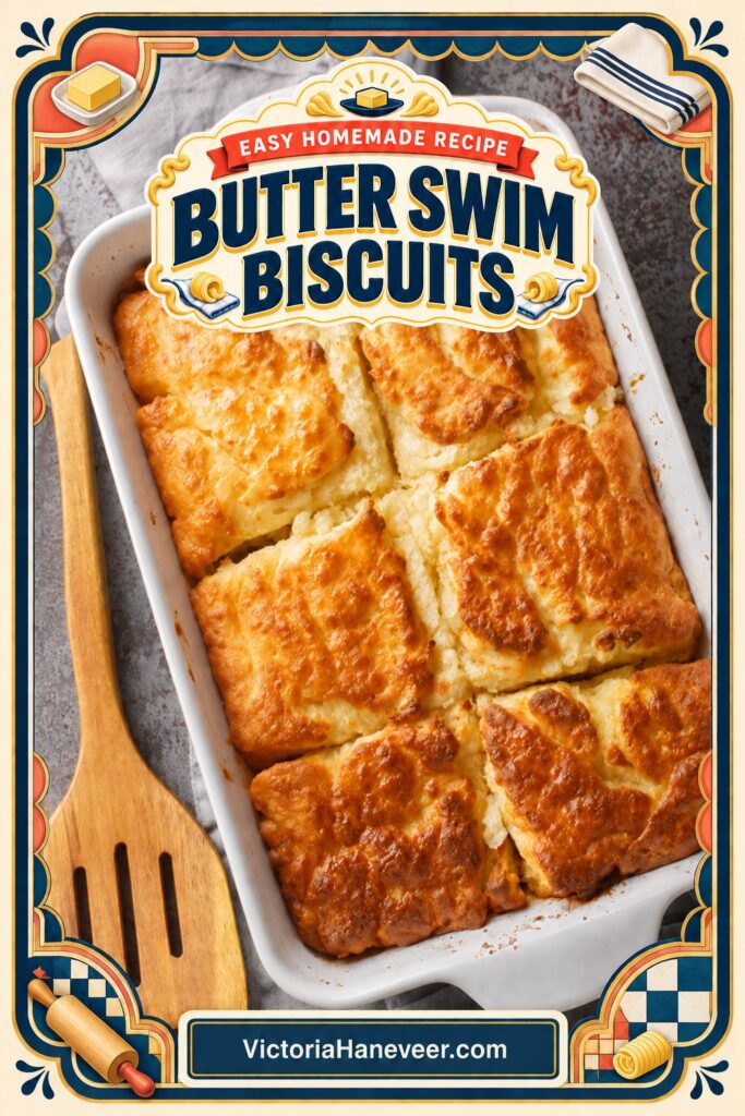 Buttermilk swim biscuits in a baking tray ready to serve.