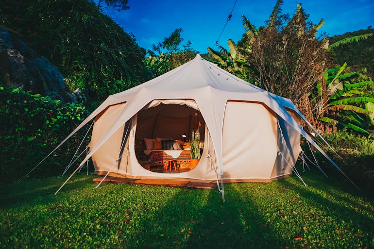 a luxurious camping tent