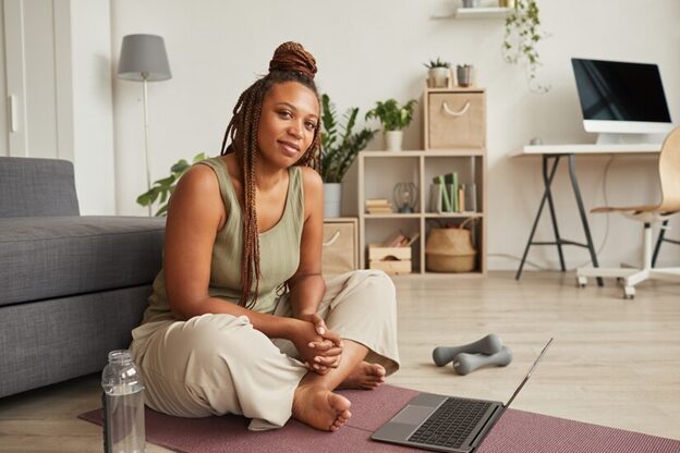 woman sitting on the floor