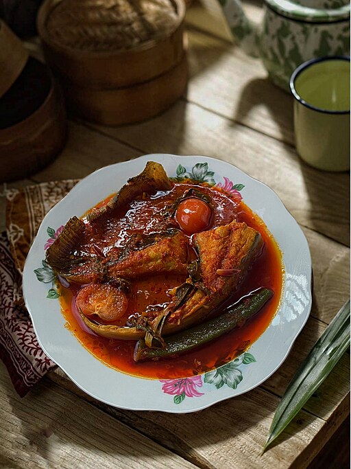 Asam pedas, fish with tamarind and chilies, a Malaysian recipe.