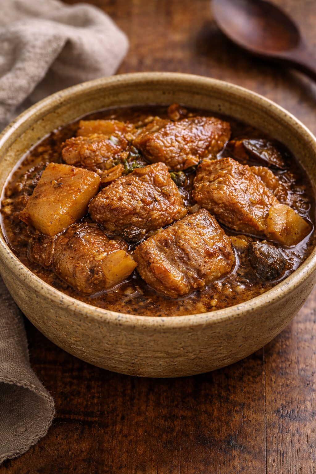 A bowl of babi pongteh, or Nyonya braised pork.
