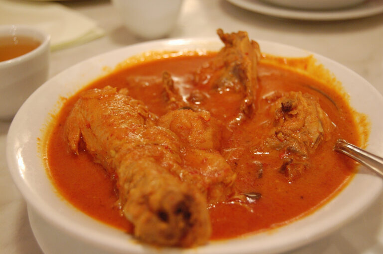 Kari kapitan Penang Nyonya chicken curry in a bowl.