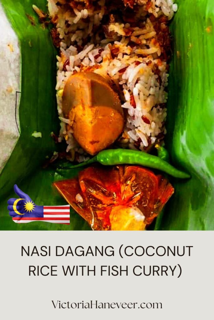 Nasi dagang - Malaysian coconut rice served with fish curry.