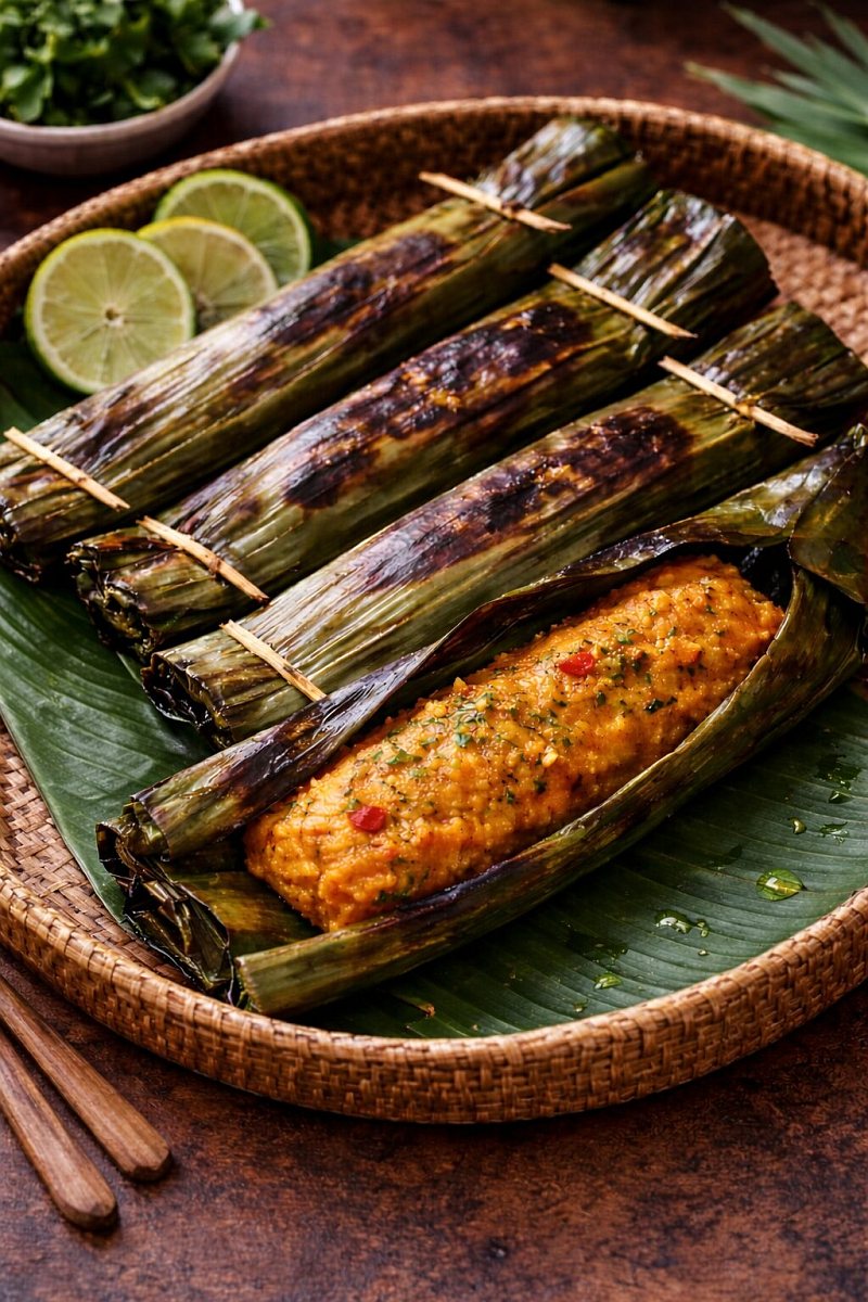 Otak-otak in banana leaf