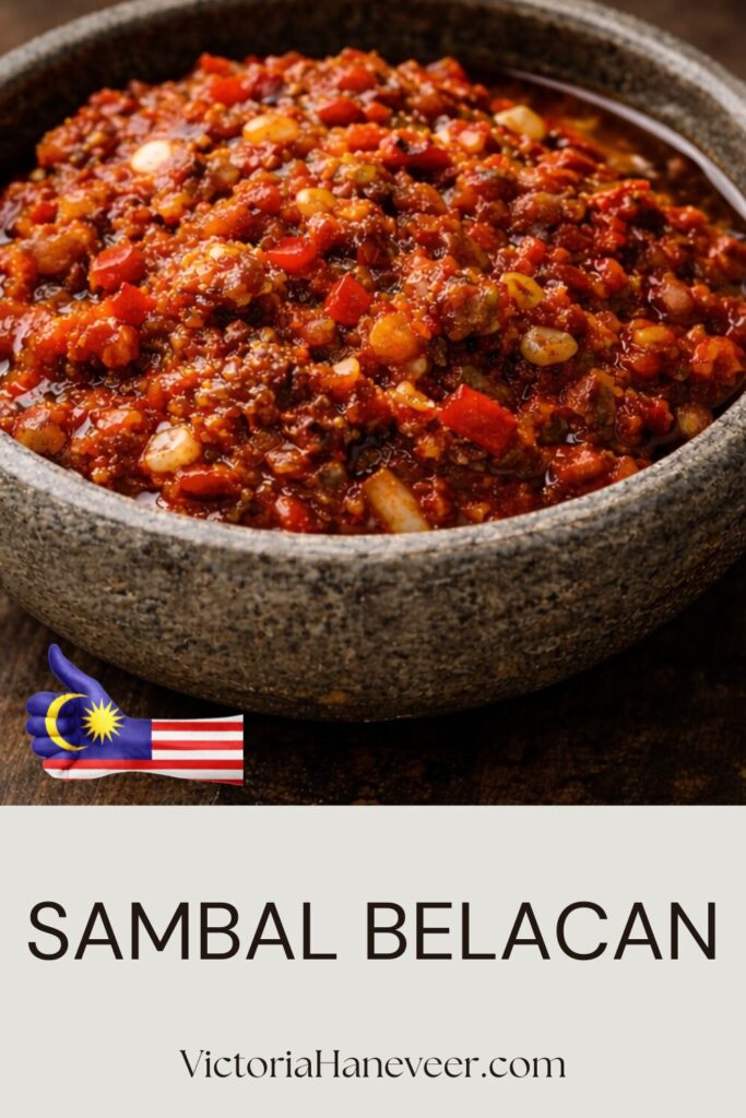 Homemade belacan sambal in a small dish