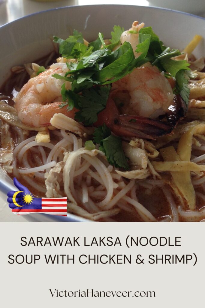Sarawak laksa - Malaysian soup with vermicelli noodles, shrimp and chicken.