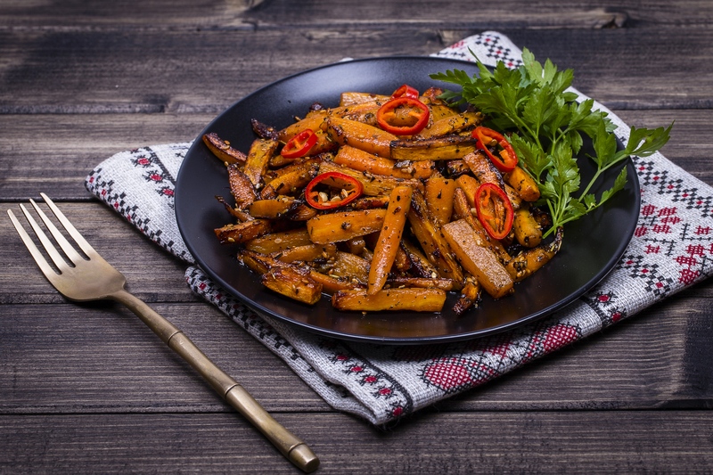 A plate of Korean gochujang carrots.